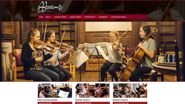 Screenshot of the Musicworks (Chamber Courses) website