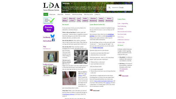 Screenshot of the Lyme Disease Action website