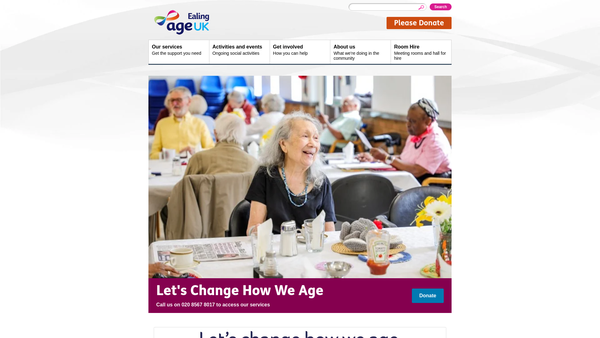 Screenshot of the Age UK Ealing website