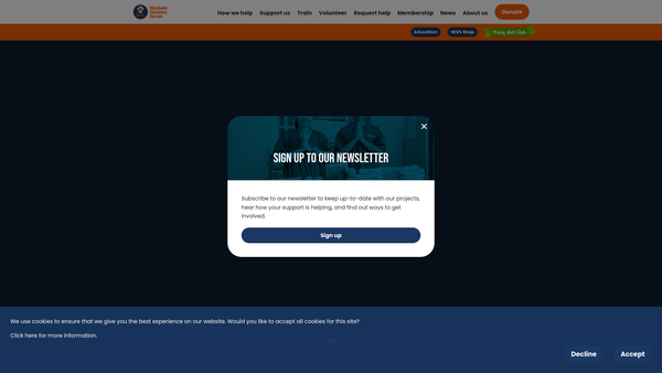 Screenshot of the Worldwide Veterinary Service website