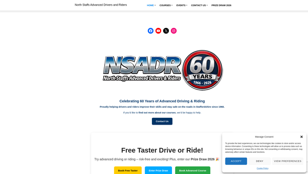 Screenshot of the North Staffs Advanced Drivers and Riders website