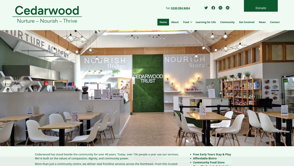 Screenshot of the The Cedarwood Trust website