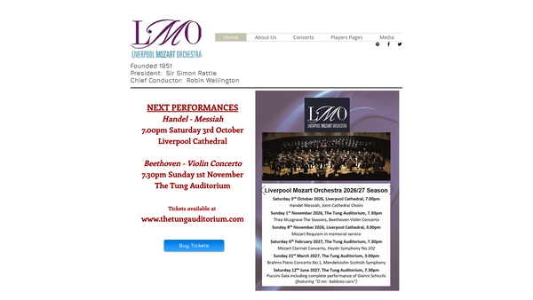 Screenshot of the Liverpool Mozart Orchestra website
