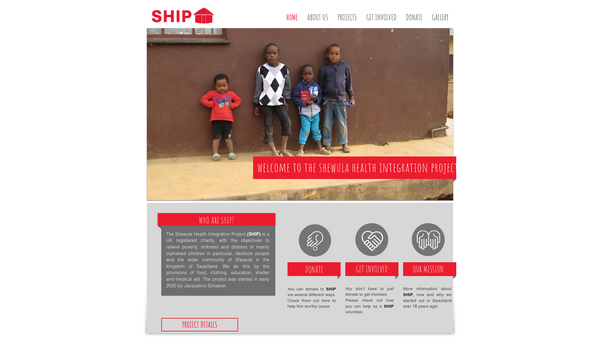 Screenshot of the Shewula Health Intergration Project (Ship) website