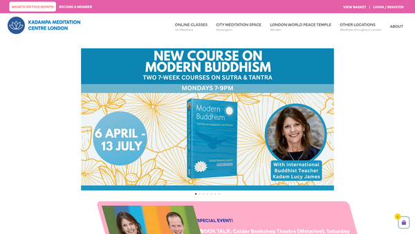 Screenshot of the Kadampa Meditation Centre London website