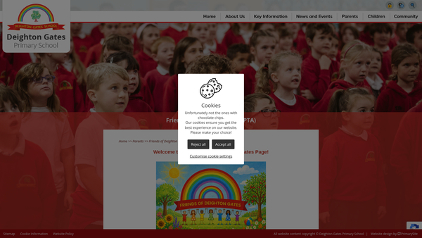 Screenshot of the Deighton Gates Primary School PTA website