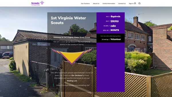 Screenshot of the 1st Virginia Water Scout Group website