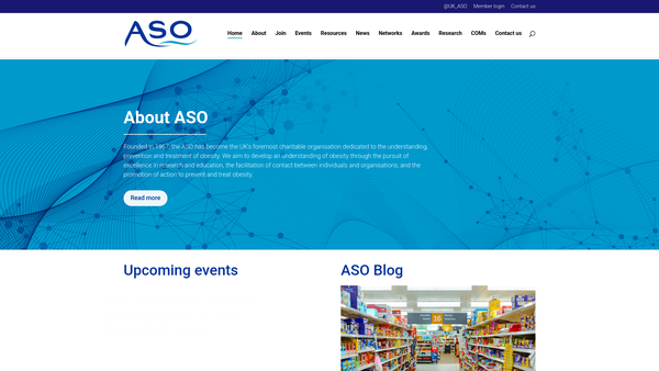 Screenshot of the Association For The Study Of Obesity website