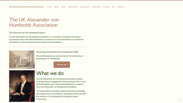 Screenshot of the UK Alexander Von Humboldt Association website
