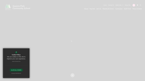 Screenshot of the Queens Park Community School PTFA website