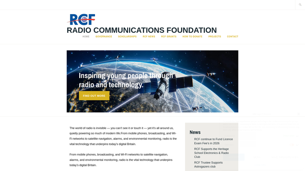 Screenshot of the The Radio Communications Foundation website