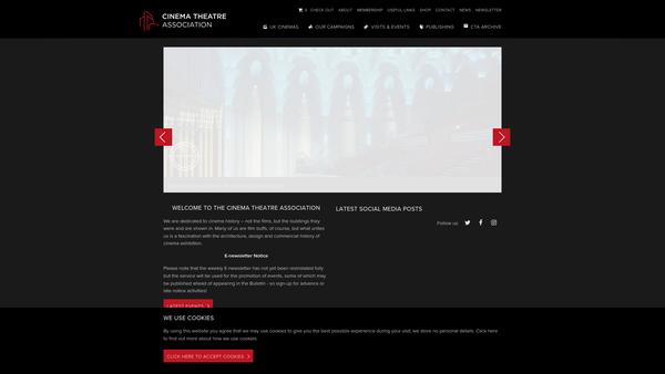 Screenshot of the The Cinema Theatre Association website