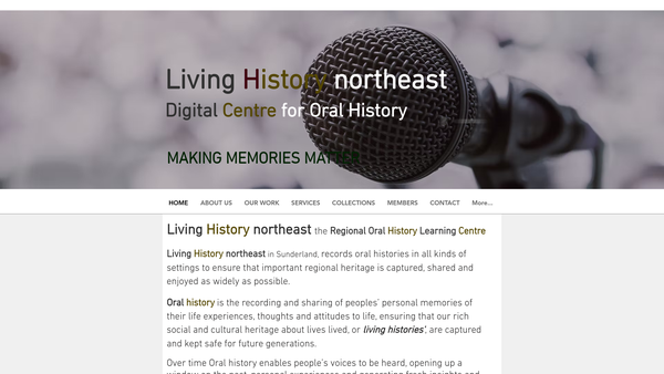 Screenshot of the Living History (North East) Limited website