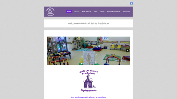 Screenshot of the Wells (All Saints) Pre School website
