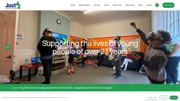 Screenshot of the Just42 website