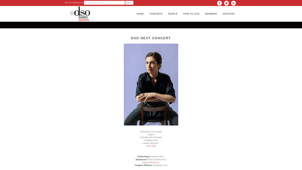 Screenshot of the Dulwich Symphony Orchestra website