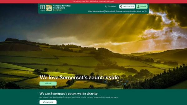 Screenshot of the The Somerset Branch Of The Campaign To Protect Rural England website
