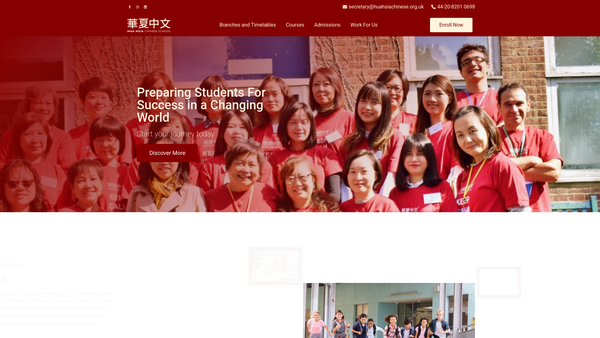 Screenshot of the Friends Of Hua Hsia Chinese Tuition website