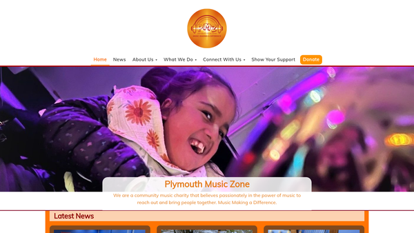 Screenshot of the Plymouth Music Zone Limited website