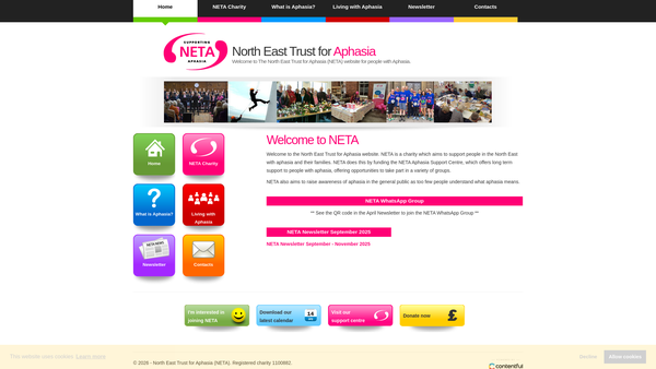 Screenshot of the North East Trust For Aphasia website