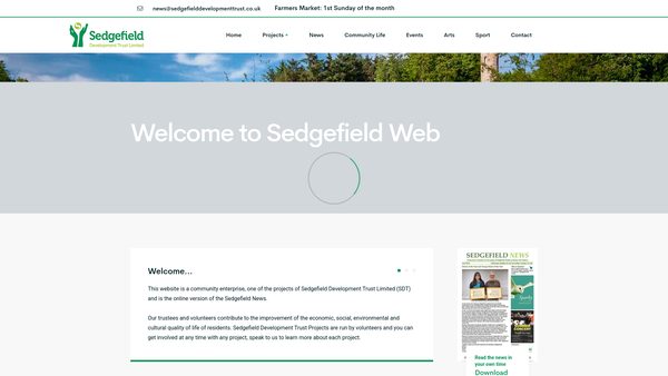 Screenshot of the Sedgefield Development Trust Limited website
