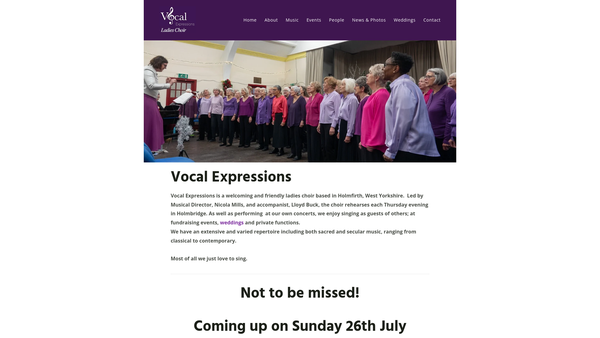 Screenshot of the Vocal Expressions website