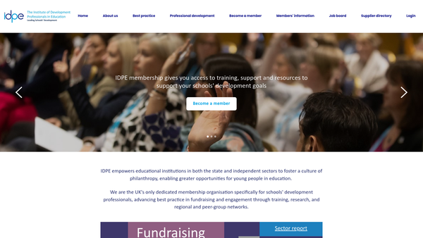 Screenshot of the Idpe website