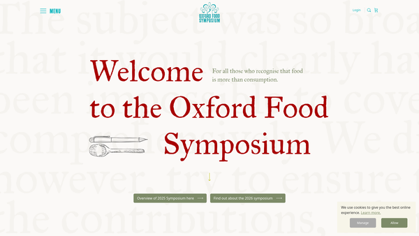 Screenshot of the The Oxford Symposium On Food And Cookery website