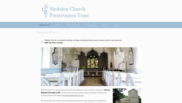 Screenshot of the Shobdon Church Preservation Trust website