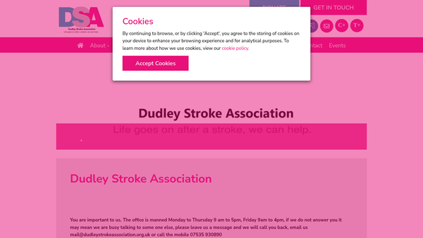 Screenshot of the Dudley Stroke Association website