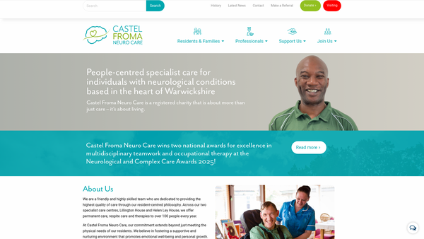 Screenshot of the Castel Froma Neuro Care Limited website
