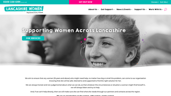 Screenshot of the Lancashire Women website
