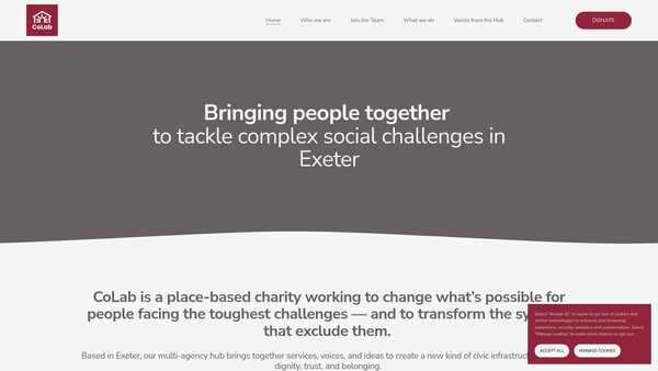Screenshot of the CoLab Exeter website