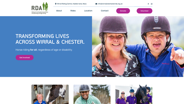 Screenshot of the Wirral And Chester Riding For The Disabled website