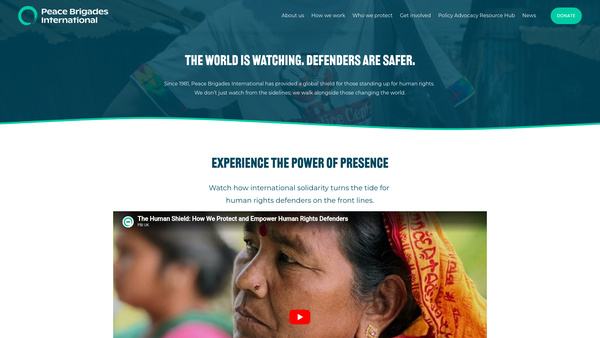 Screenshot of the Peace Brigades International UK Section website