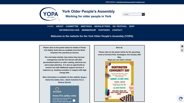 Screenshot of the York Older Peoples' Assembly website