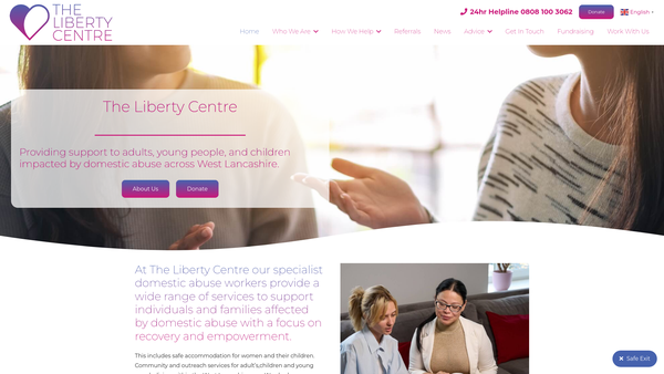 Screenshot of the West Lancashire Women's Refuge Limited website