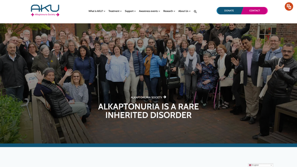 Screenshot of the The Alkaptonuria Society Ltd website