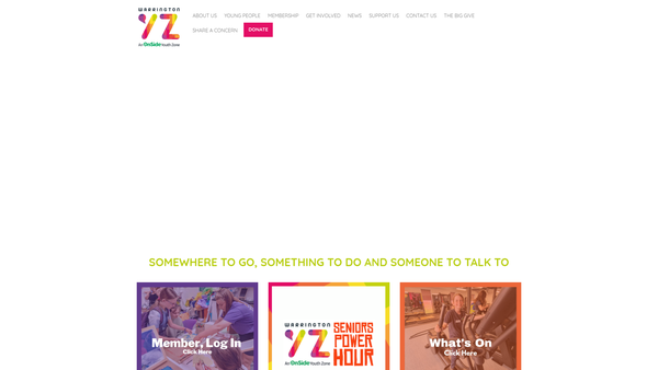 Screenshot of the Warrington Youth Zone Limited website