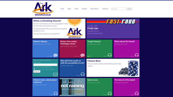 Screenshot of the The Ark Church website