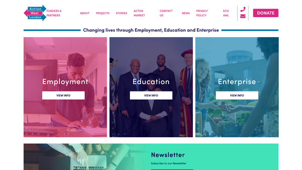 Screenshot of the Action West London website