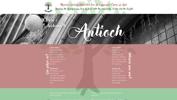 Screenshot of the Antioch (North Wales) website