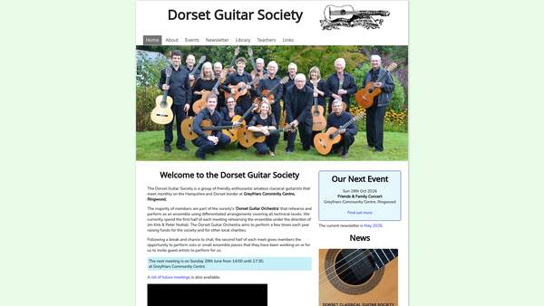 Screenshot of the Dorset Guitar Society website