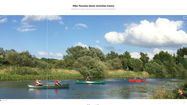 Screenshot of the Mike Thurston Water Activities Centre website