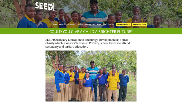 Screenshot of the S.e.e.d (Secondary Education To Encourage Development) website