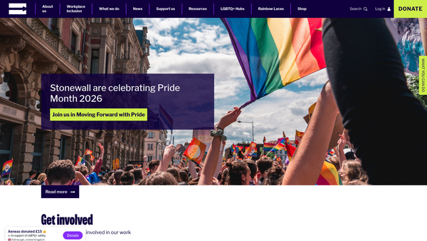 Screenshot of the Stonewall Equality Limited website