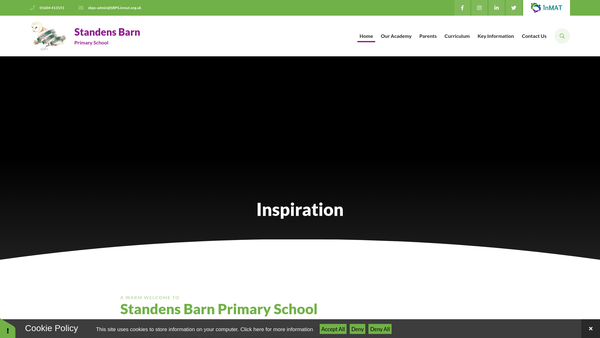 Screenshot of the Standens Barn Primary School Fund website