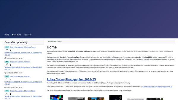 Screenshot of the Swindon Old Town Rotary Club Trust Fund website
