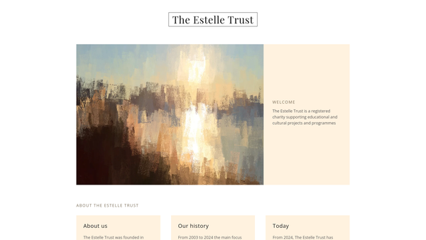 Screenshot of the The Estelle Trust website