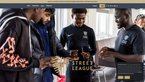 Screenshot of the Street League website